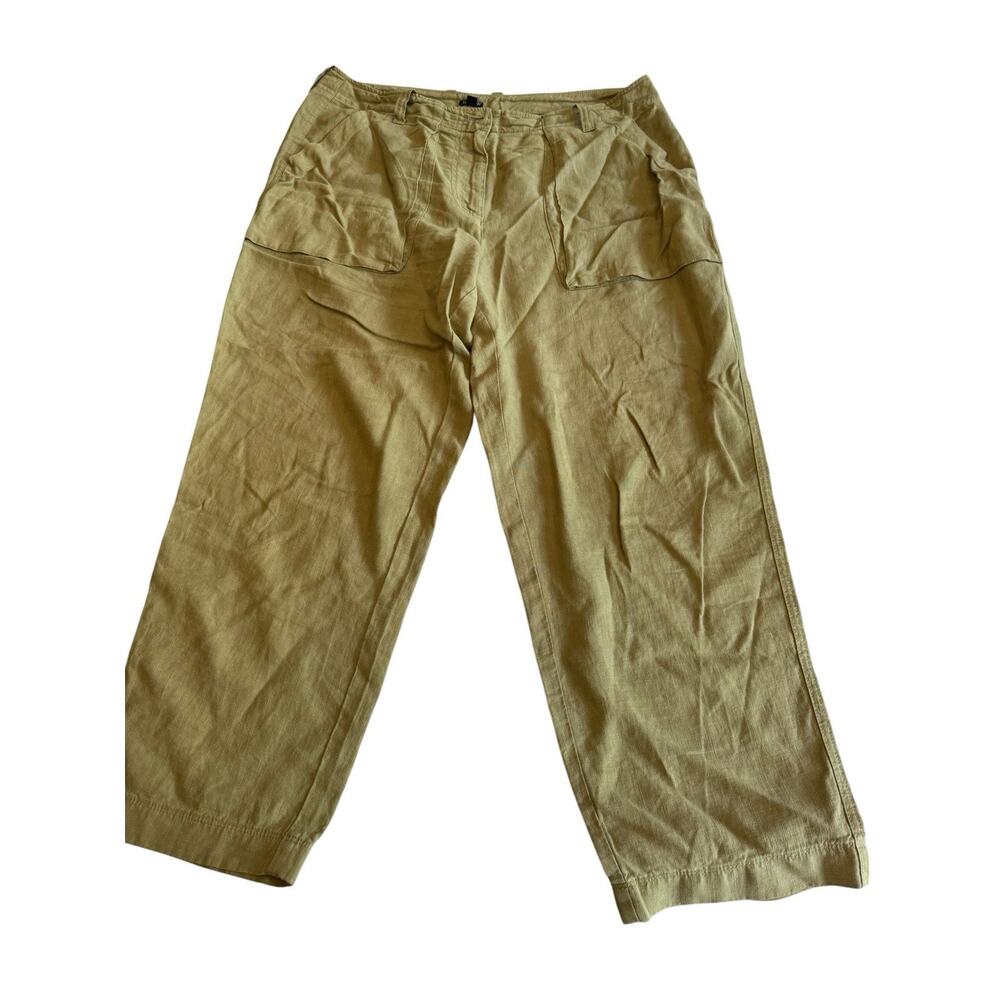 J.Crew Tan Linen-Tencel High Rise Wide Leg Cargo Pants 14 Coastal Quiet Luxury - Picture 14 of 14